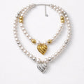 Collana perle cuore rigato