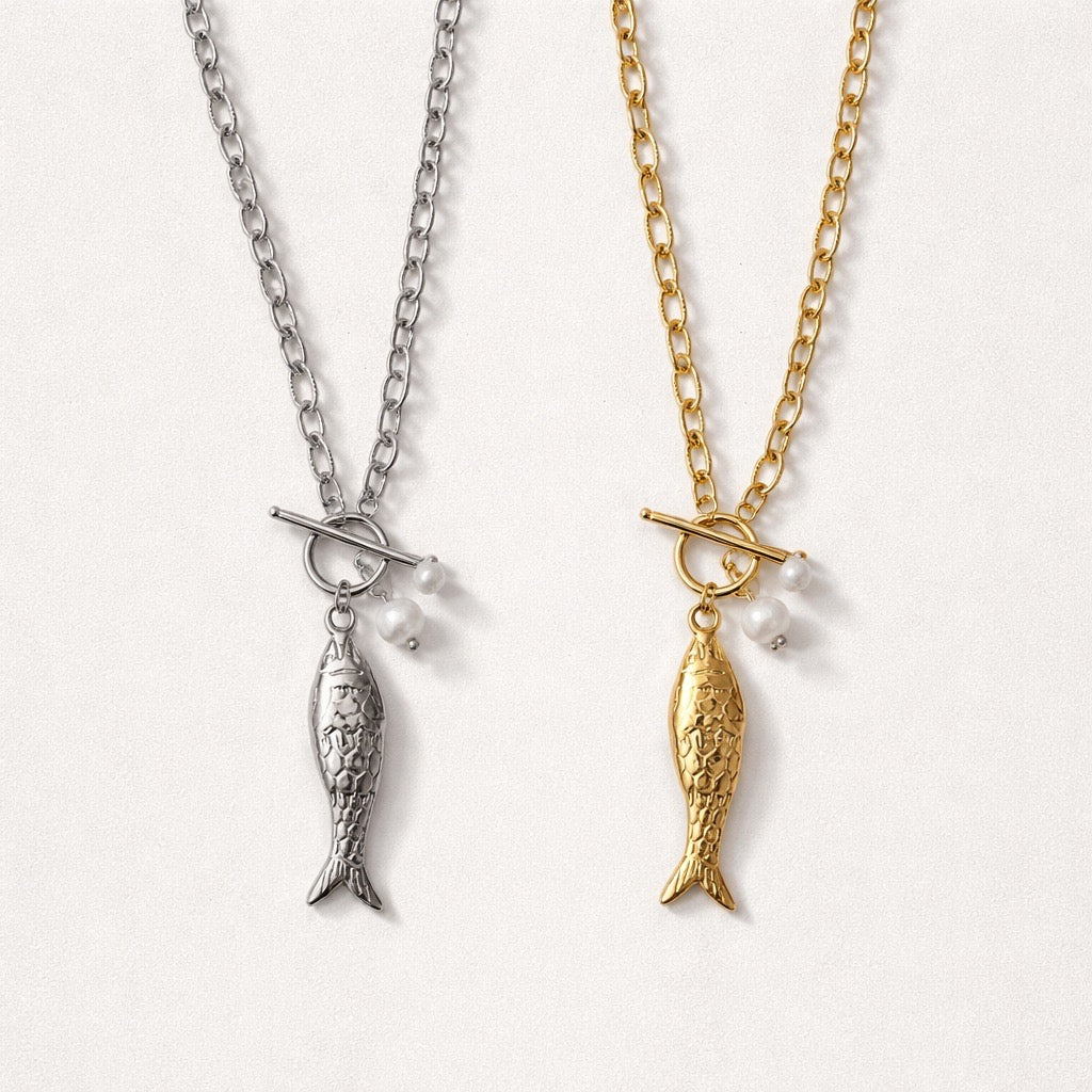 Collana perle pesce