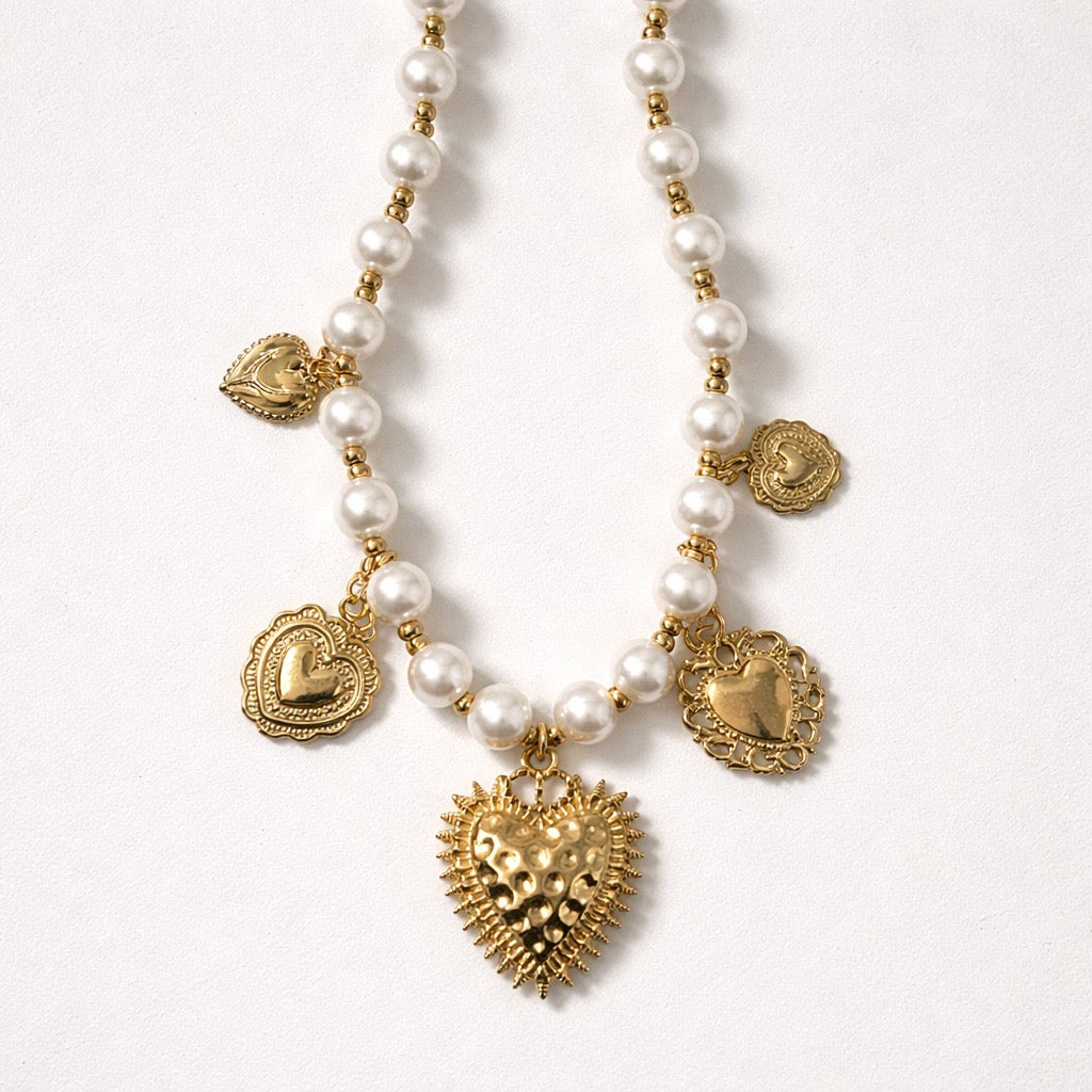 Collana perle cuori