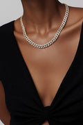 Collana tennis acciaio catena mini strass