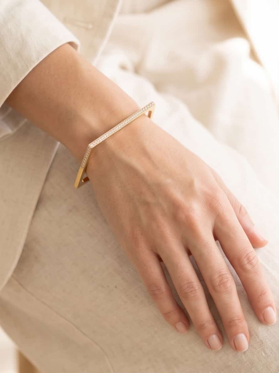Bracciale rigido acciaio quadro strass