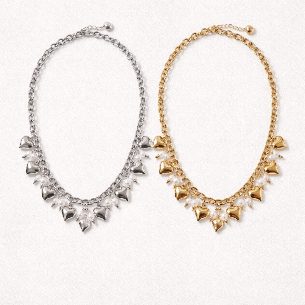 Collana perle cuoricini