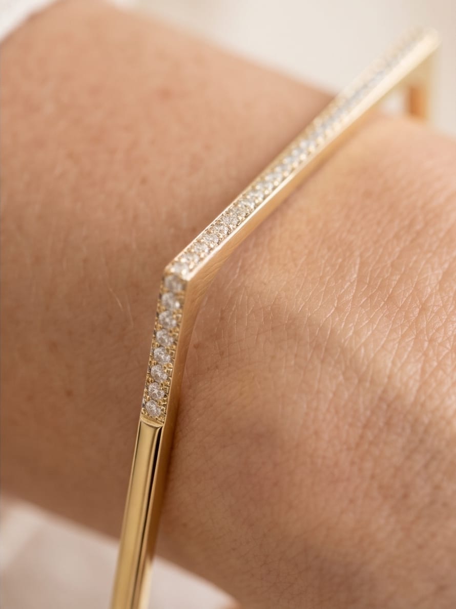 Bracciale rigido acciaio quadro strass