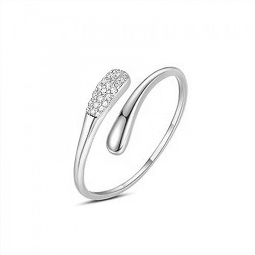 Anello acciaio regolabile con goccia zircone