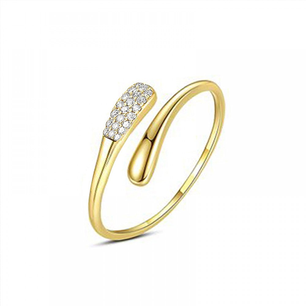 Anello acciaio regolabile con goccia zircone
