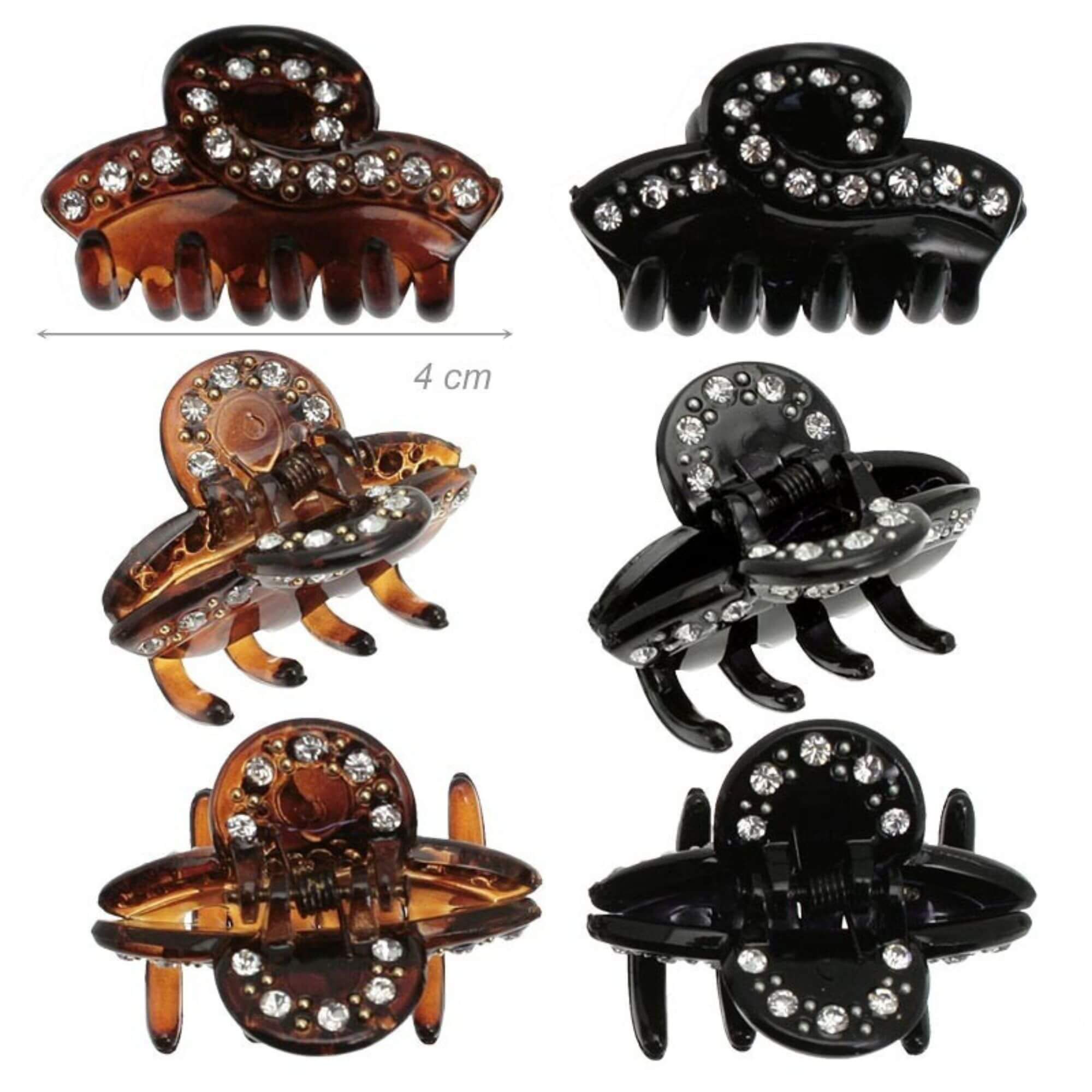 Pinza fermacapelli plastica strass 2 pezzi