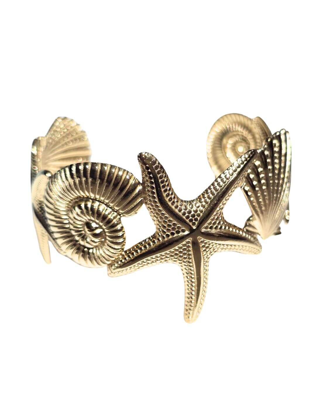 Bracciale rigido acciaio stelle conchiglie