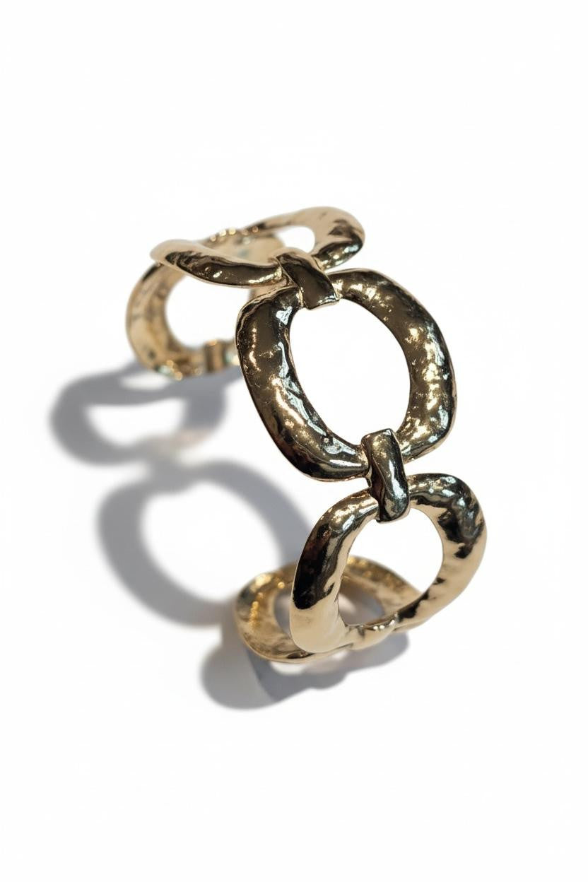 Bracciale rigido acciaio ovale martellato