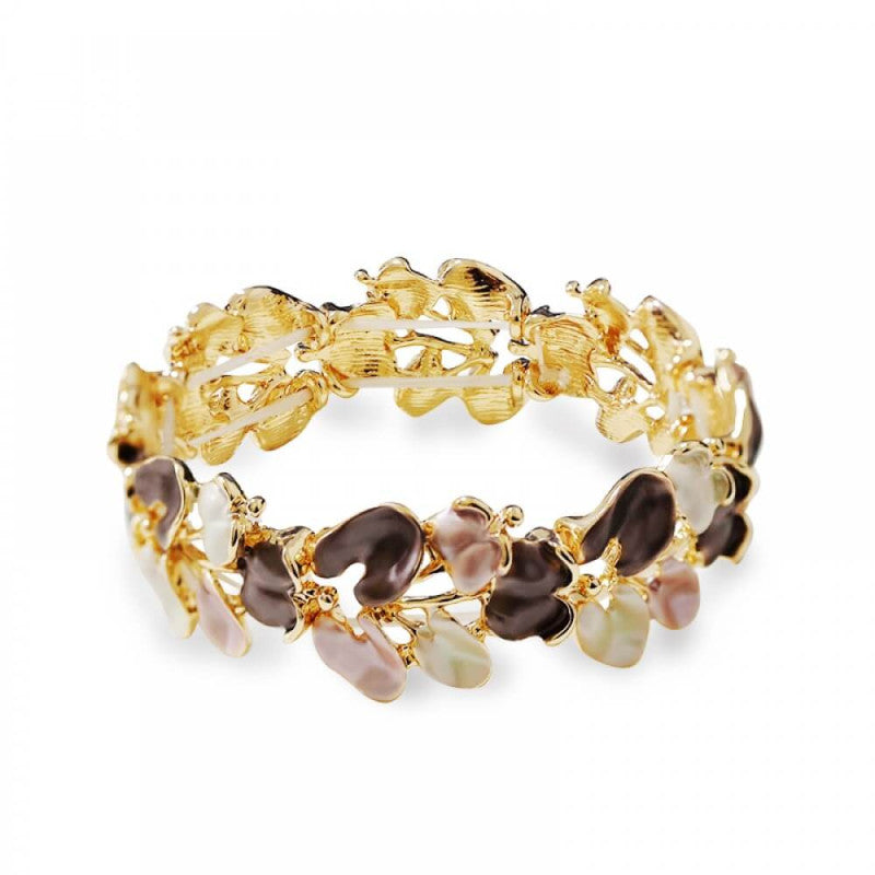 Bracciale elastico metallo foglie smaltate