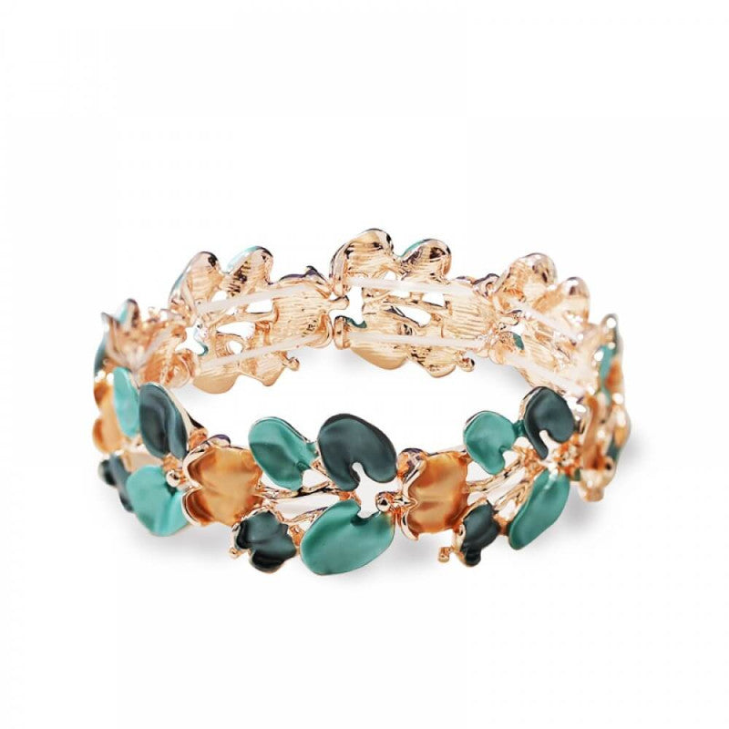 Bracciale elastico metallo foglie smaltate