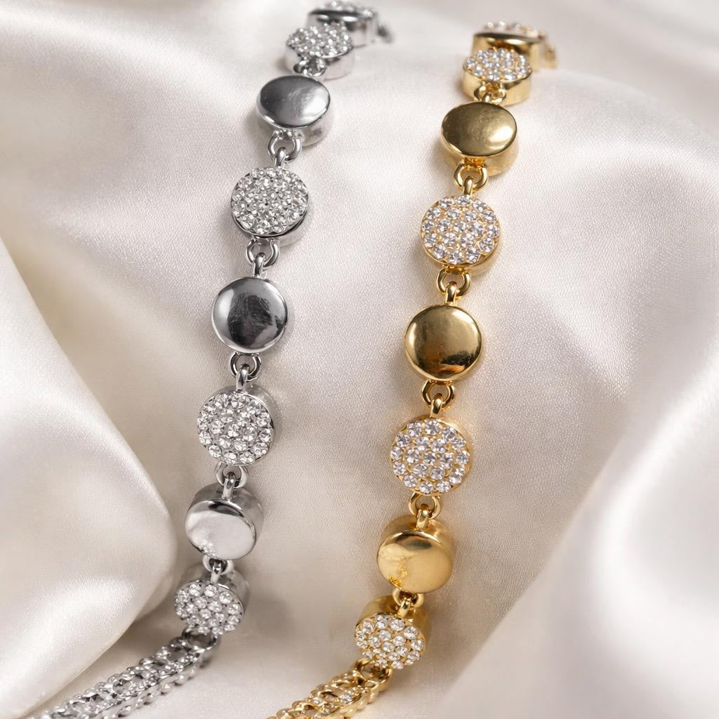 Bracciale tennis acciaio tondino strass