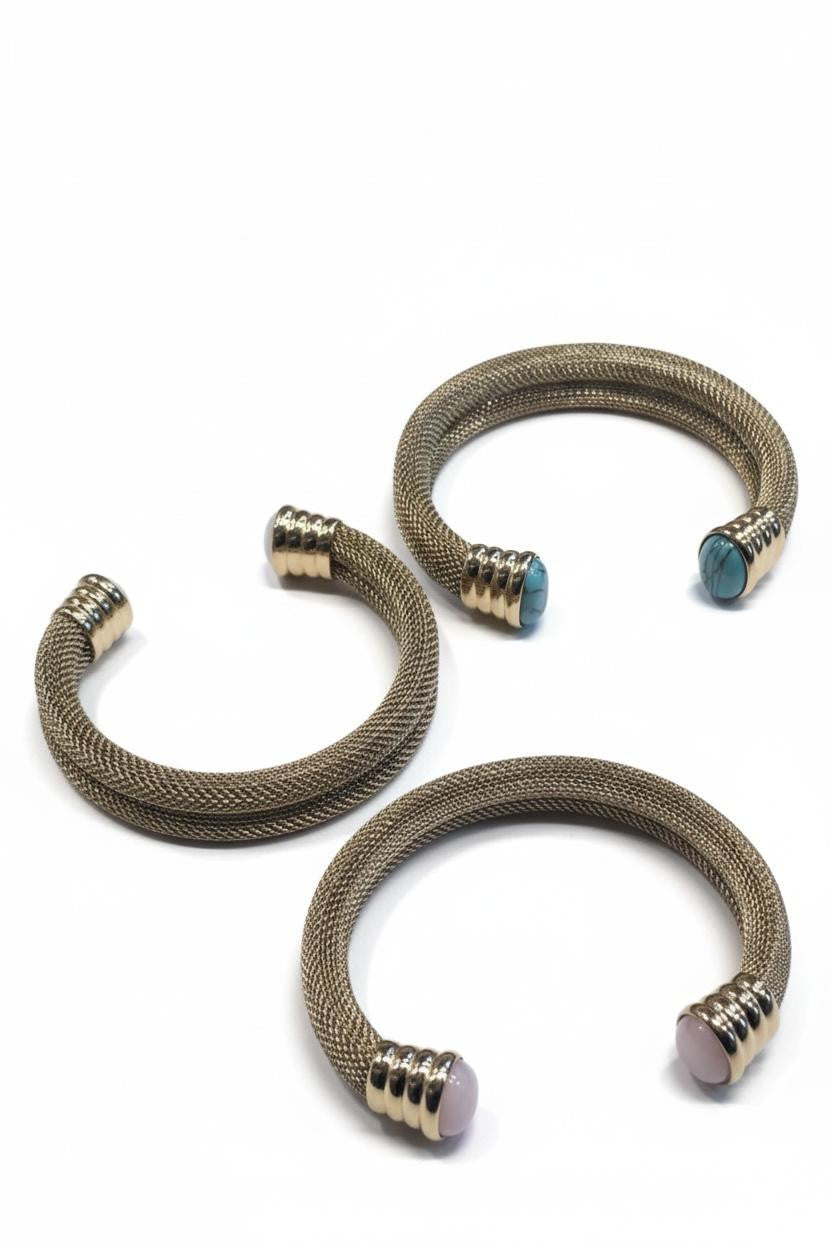 Bracciale rigido acciaio calza con pietra