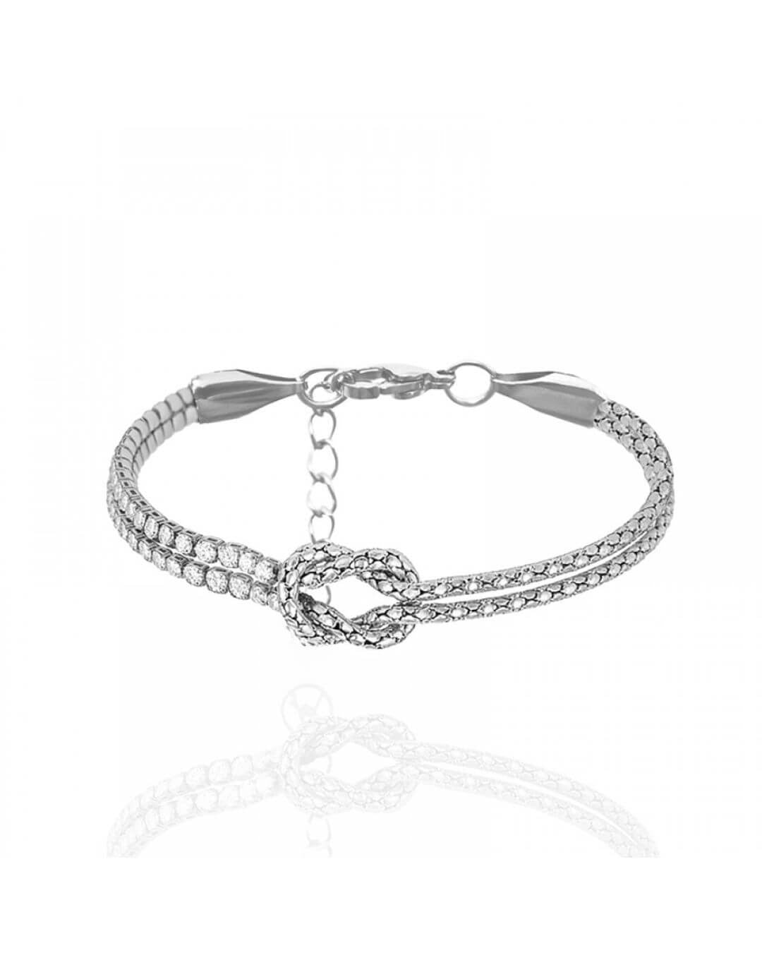 Bracciale regolabile acciaio nodo strass