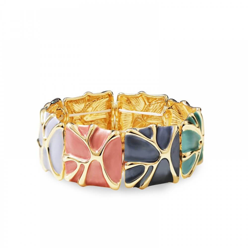 Bracciale elastico metallo quadrato smaltato