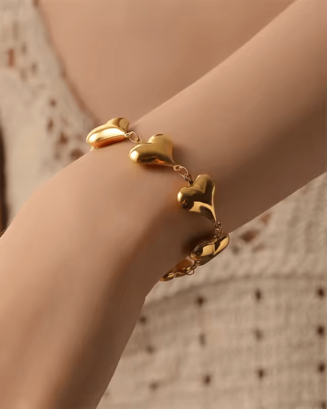 Bracciale acciaio cuori bombati