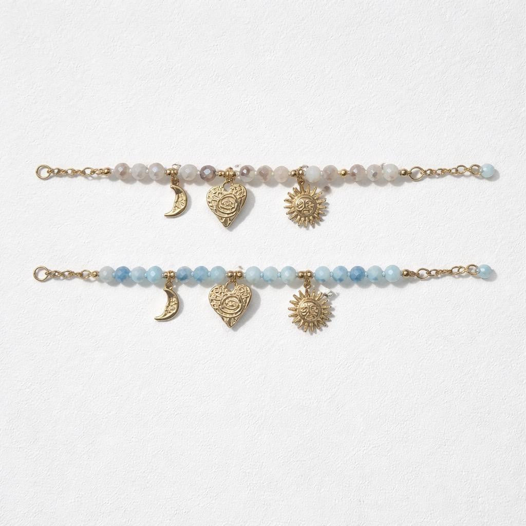 Bracciale regolabile acciaio perle colorate vetro