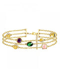 Bracciale regoabile metallo catena castone vetro