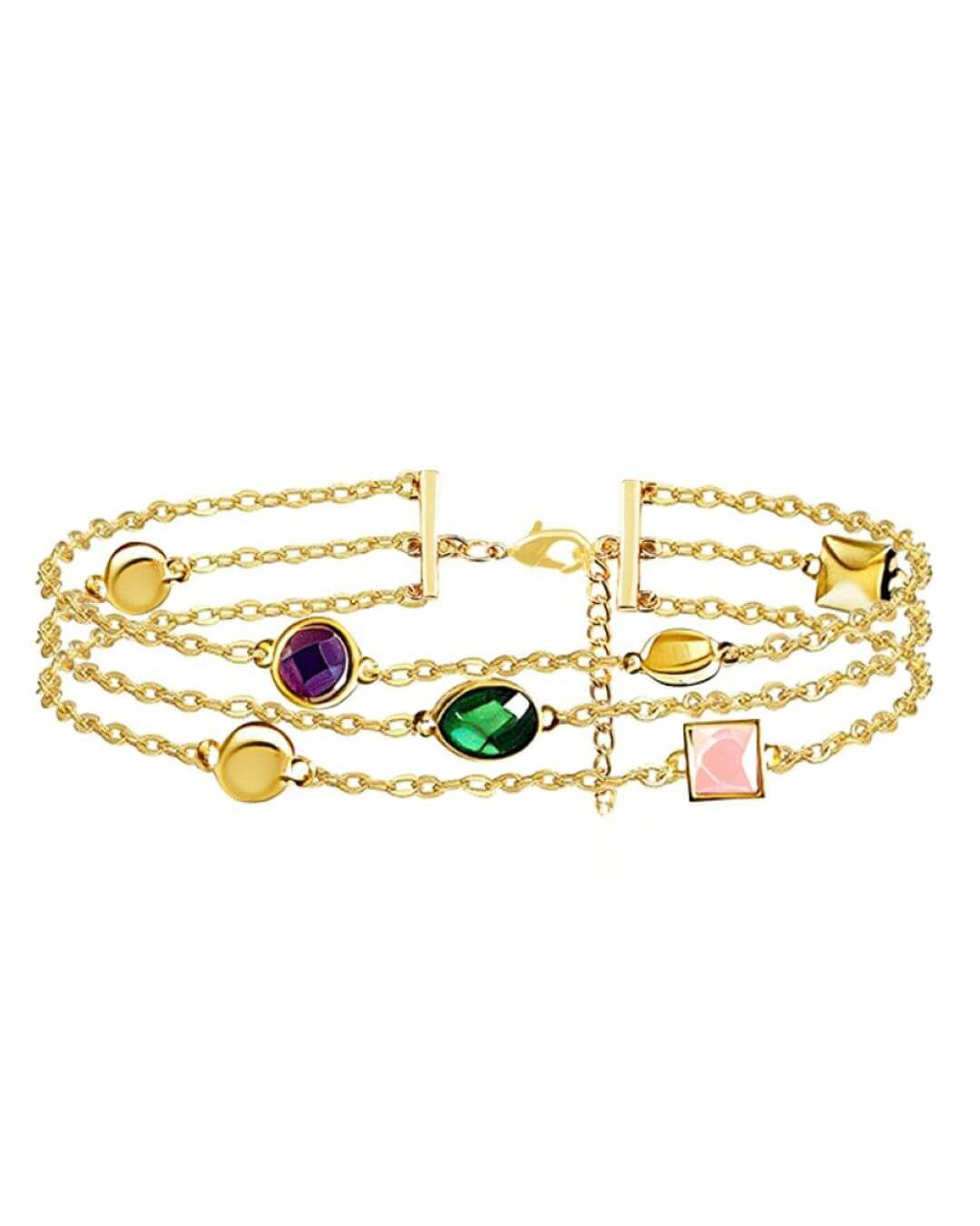 Bracciale regoabile metallo catena castone vetro