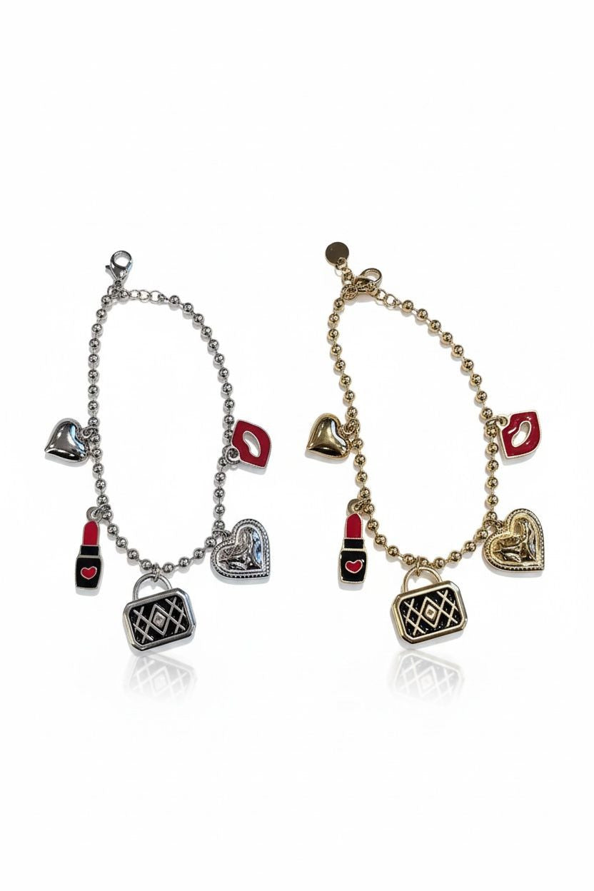 Bracciale regolabile acciaio pendenti e smalto