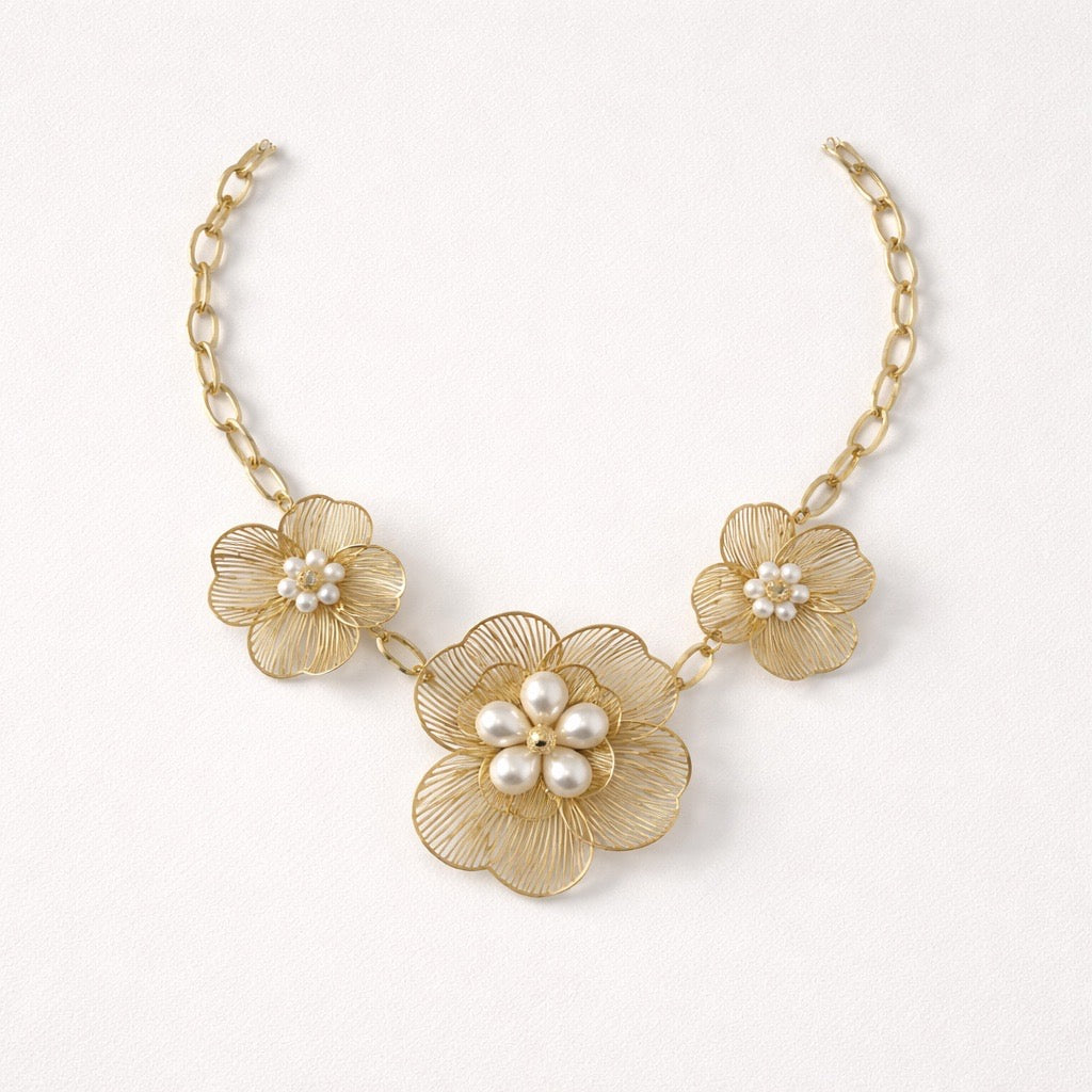 Collana perle fiori