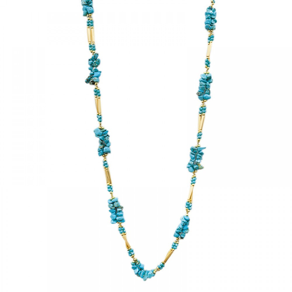 Collana lunga metallo pietre