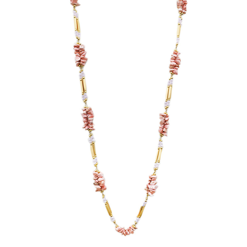 Collana lunga metallo pietre