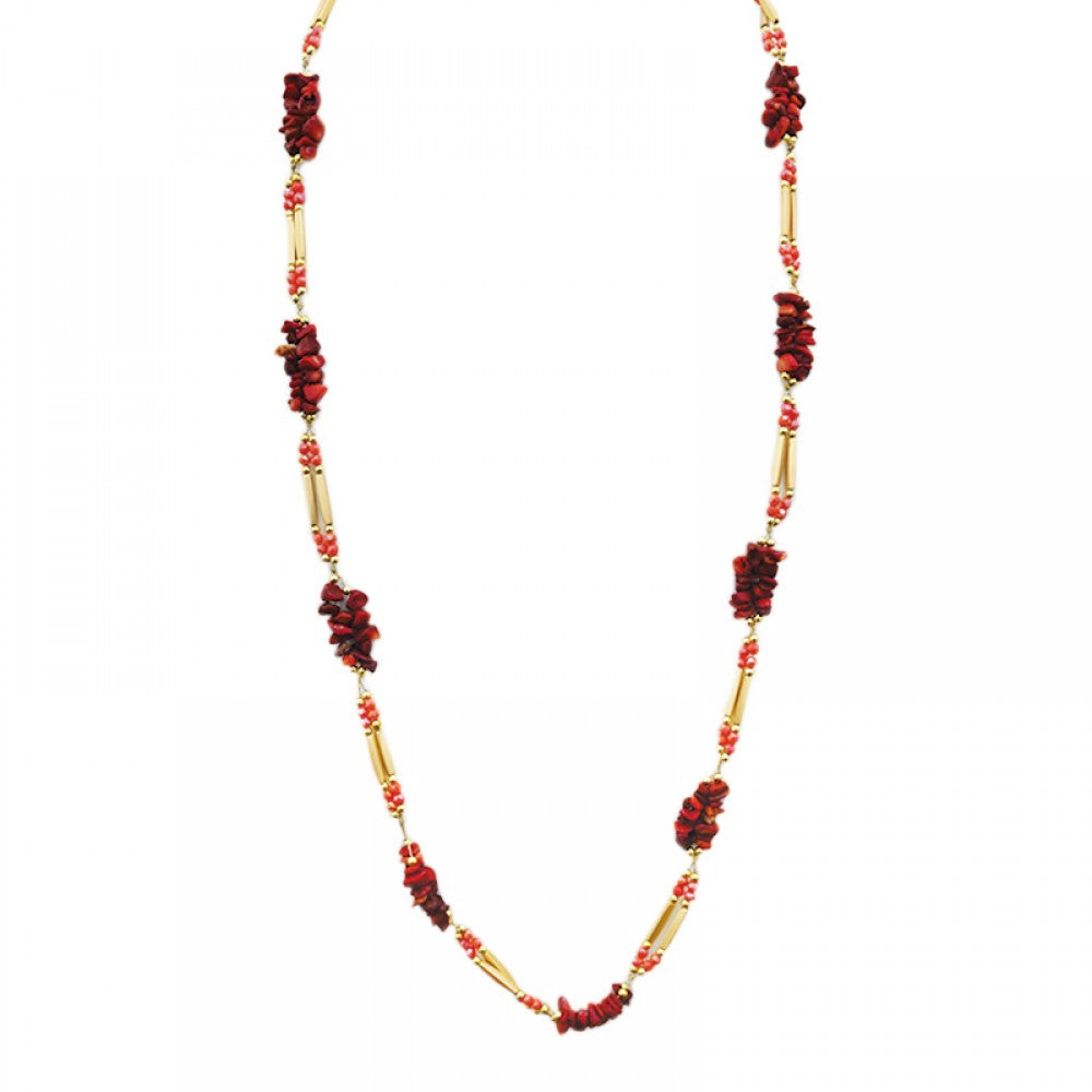 Collana lunga metallo pietre