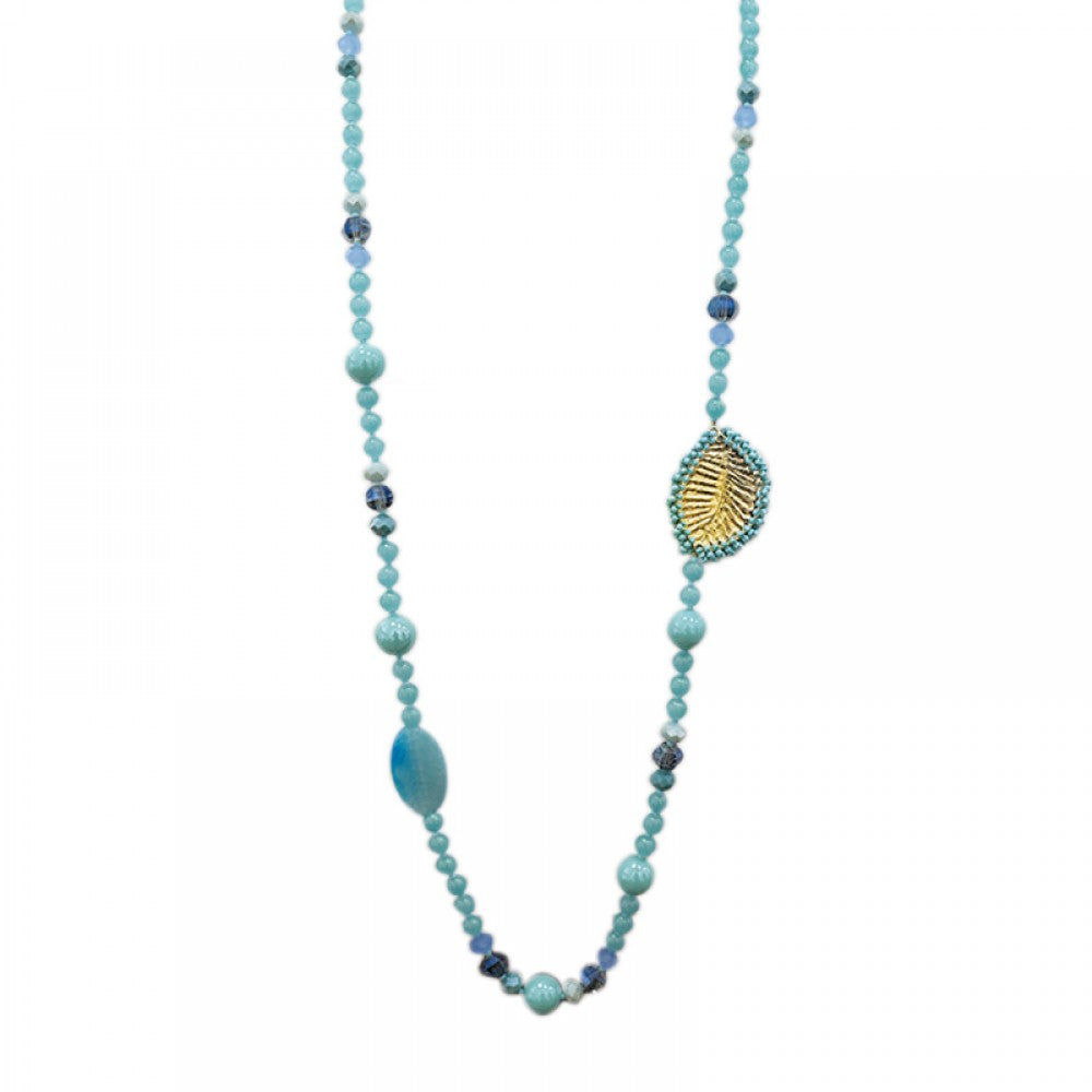 Collana lunga perline metallo