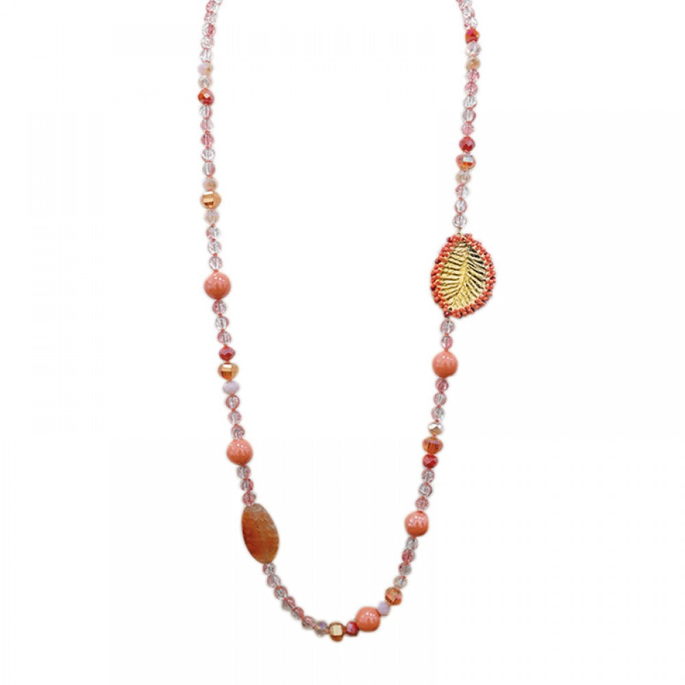 Collana lunga perline metallo