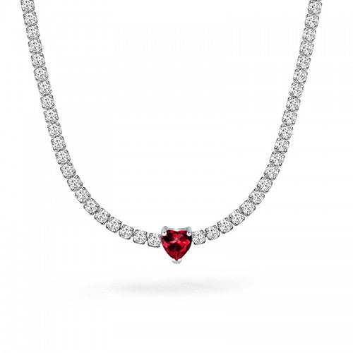 Collana tennis regolabile con cursore e cuore colorato