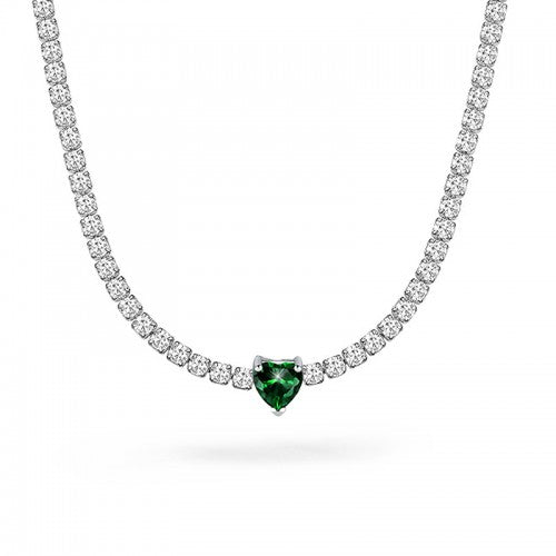 Collana tennis regolabile con cursore e cuore colorato