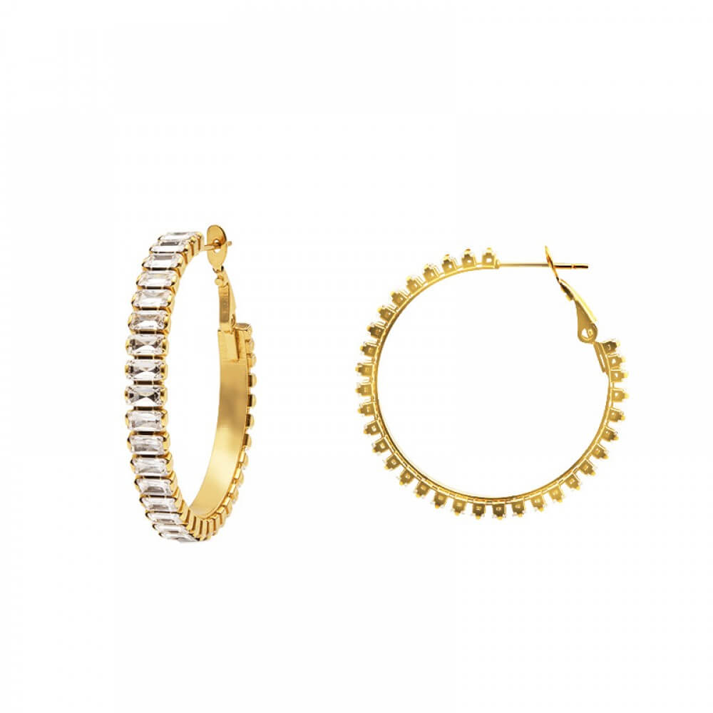 Orecchini cerchi baguette strass