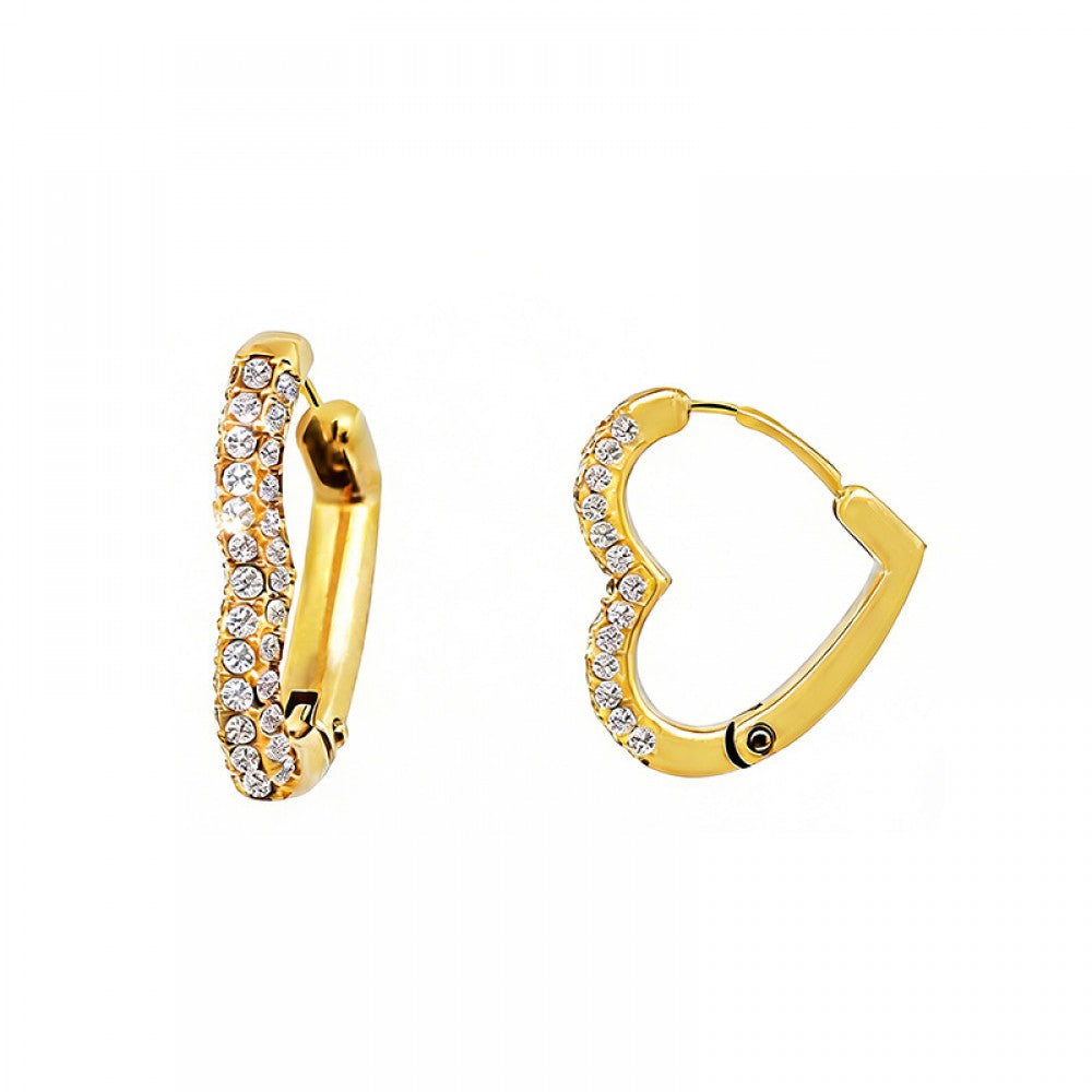 Orecchini cerchi cuori strass 1.5cm