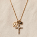 Collana regolabile acciaio croce strass