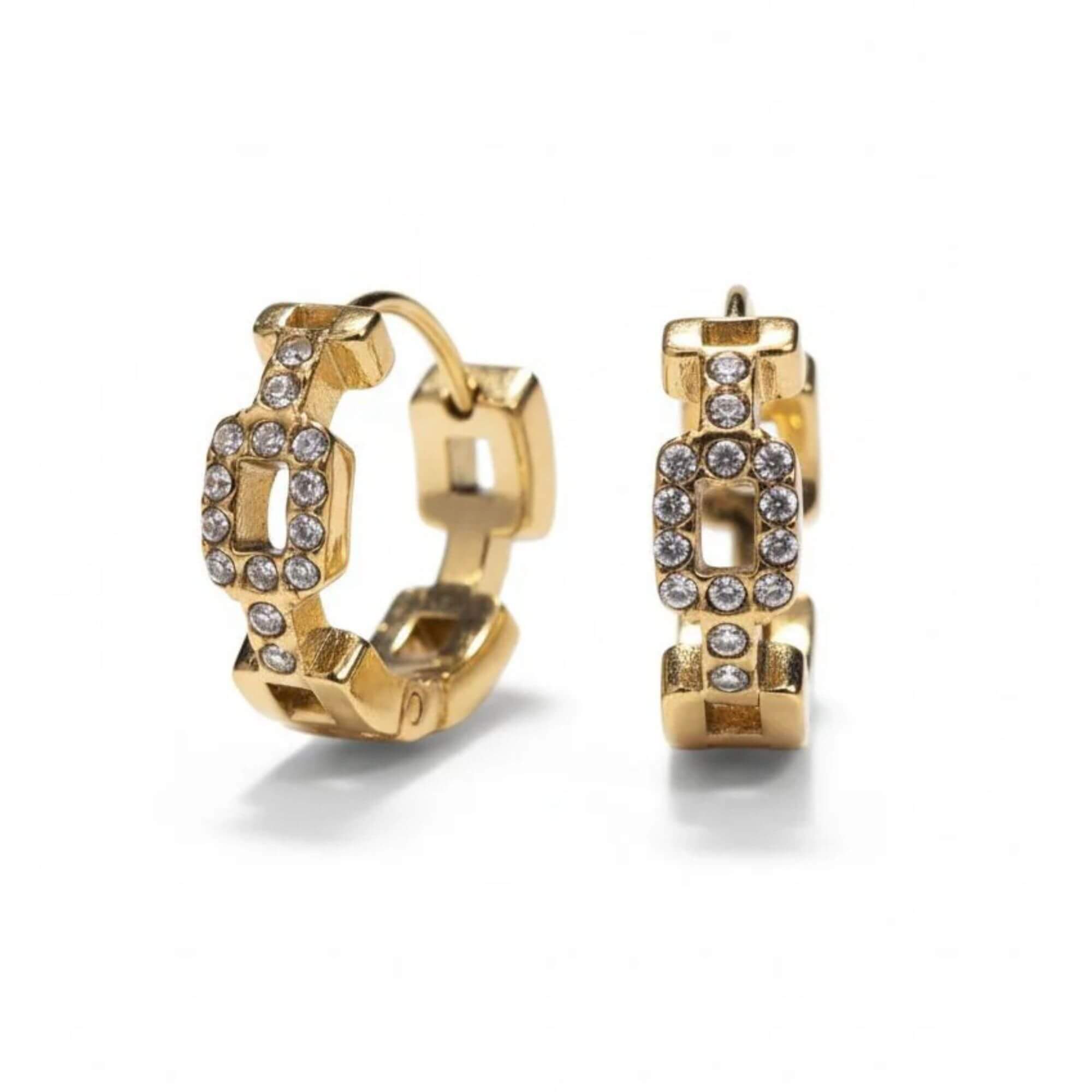 Orecchini cerchi acciaio cerchio strass 1.5cm