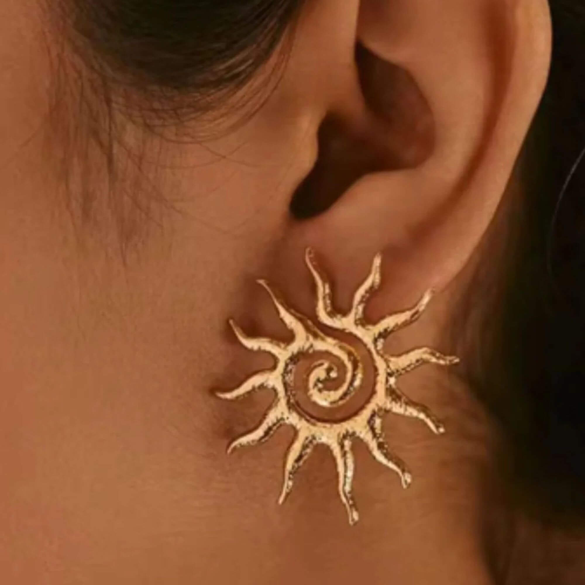 Orecchini lobo acciaio sole
