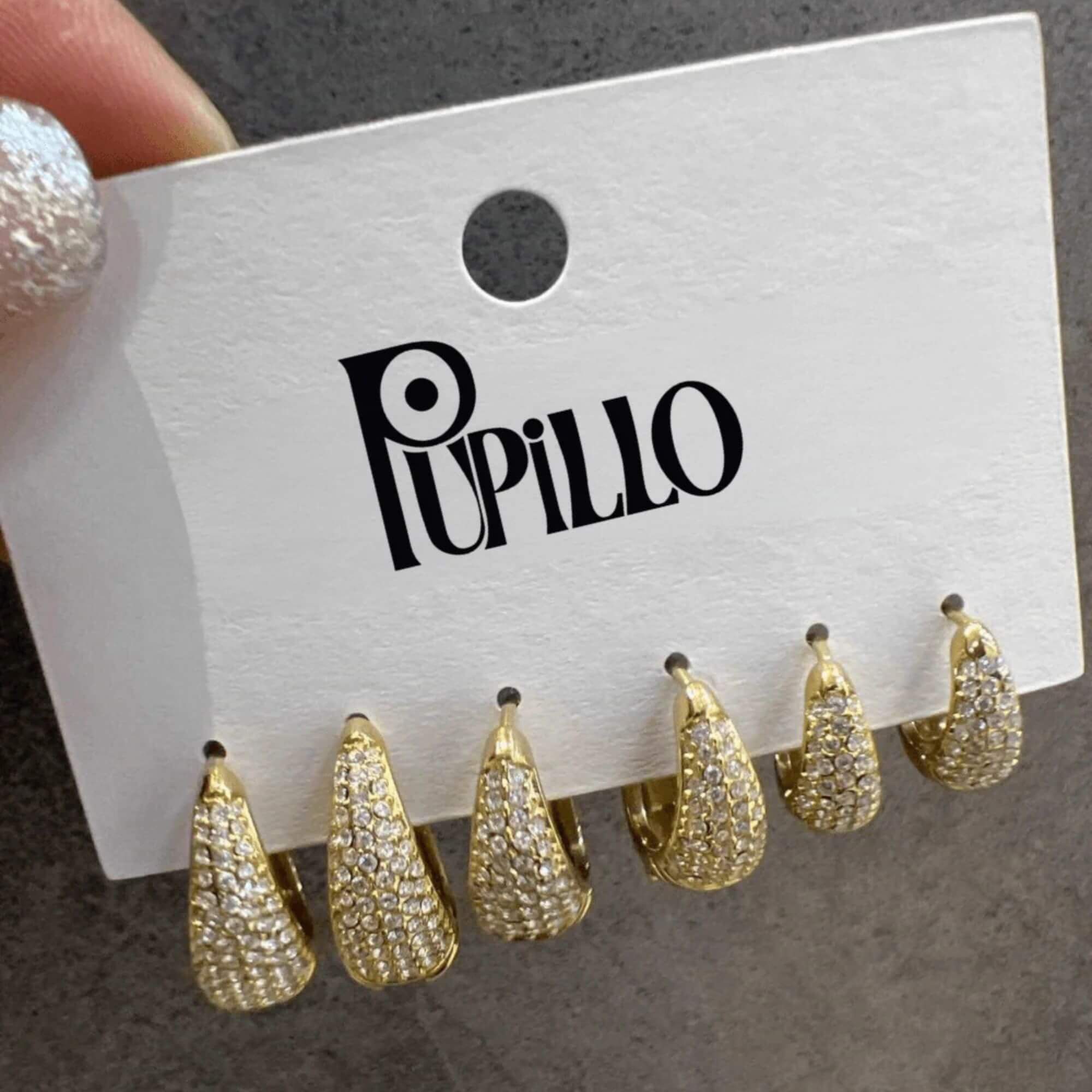 Orecchini set acciaio schiona strass