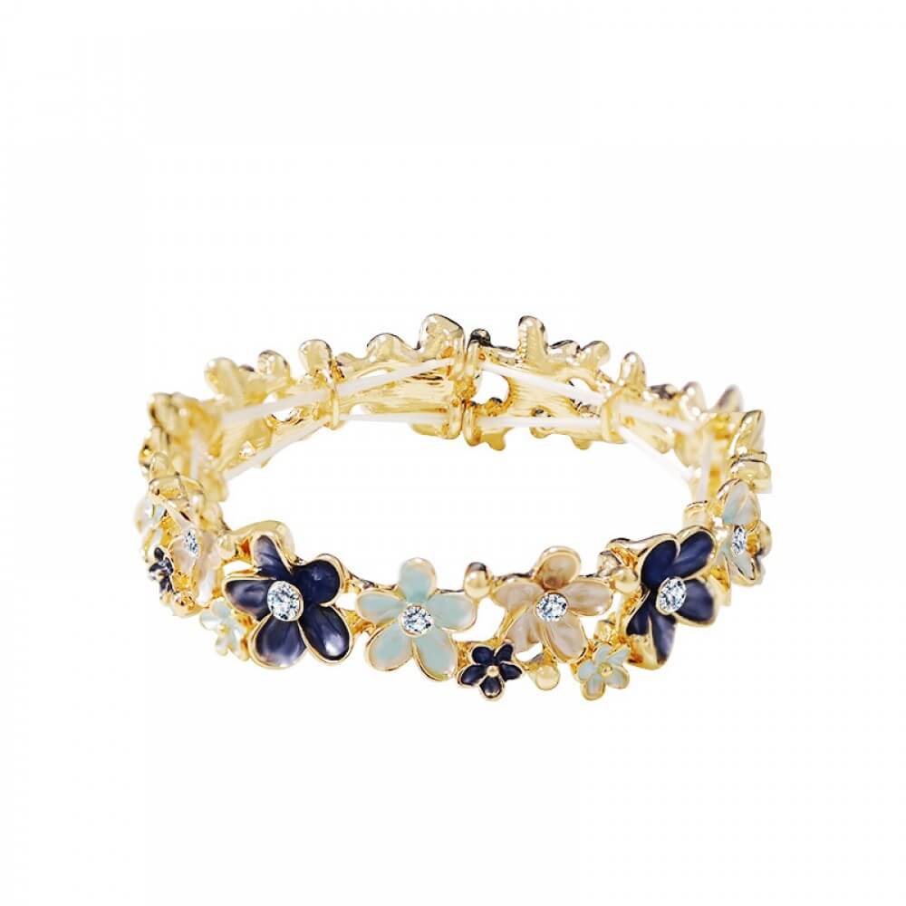 Bracciale elastico metallo fiori