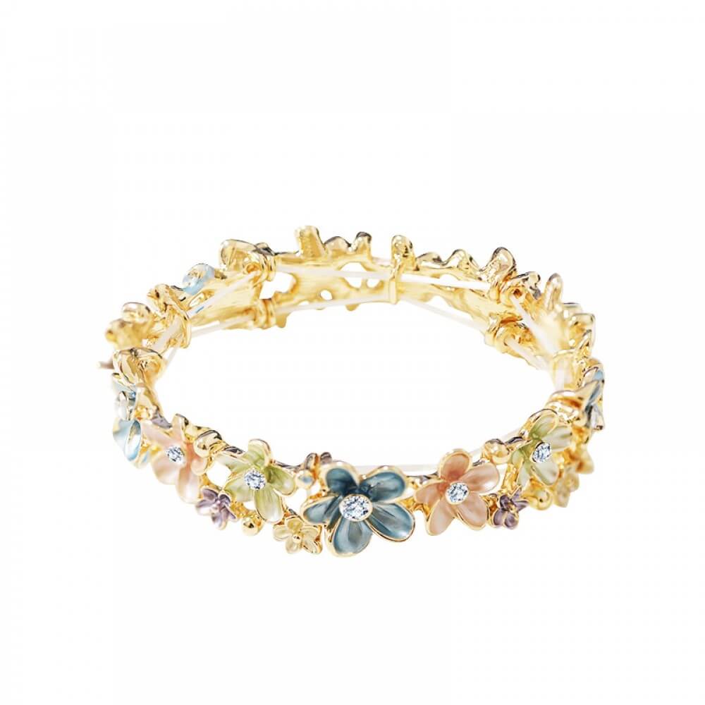 Bracciale elastico metallo fiori