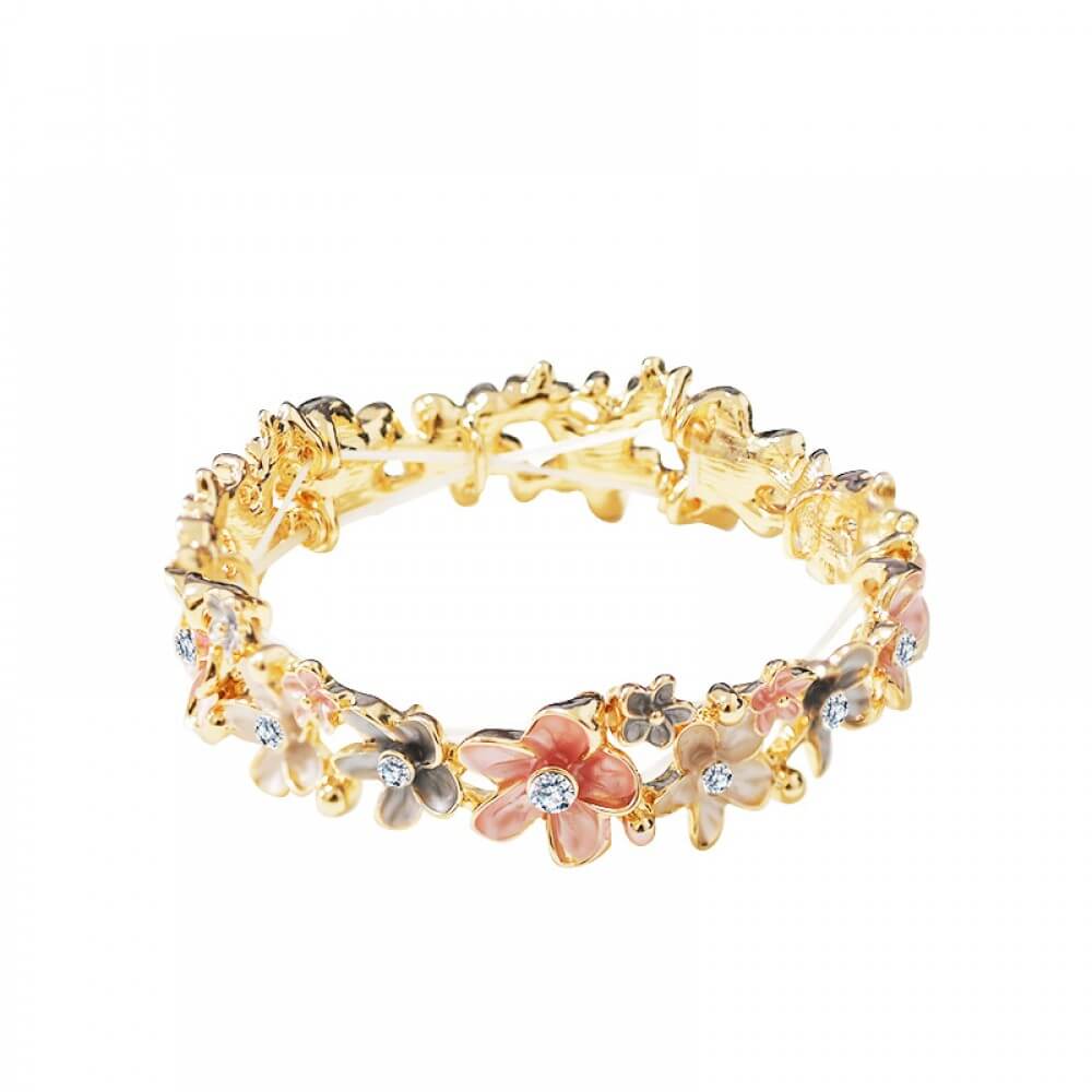 Bracciale elastico metallo fiori