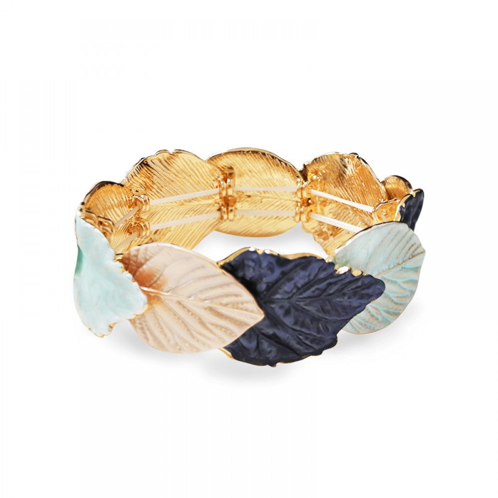 Bracciale elastico metallo foglie