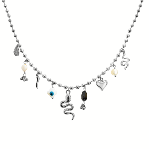 Collana regolabile acciaio serpente charms
