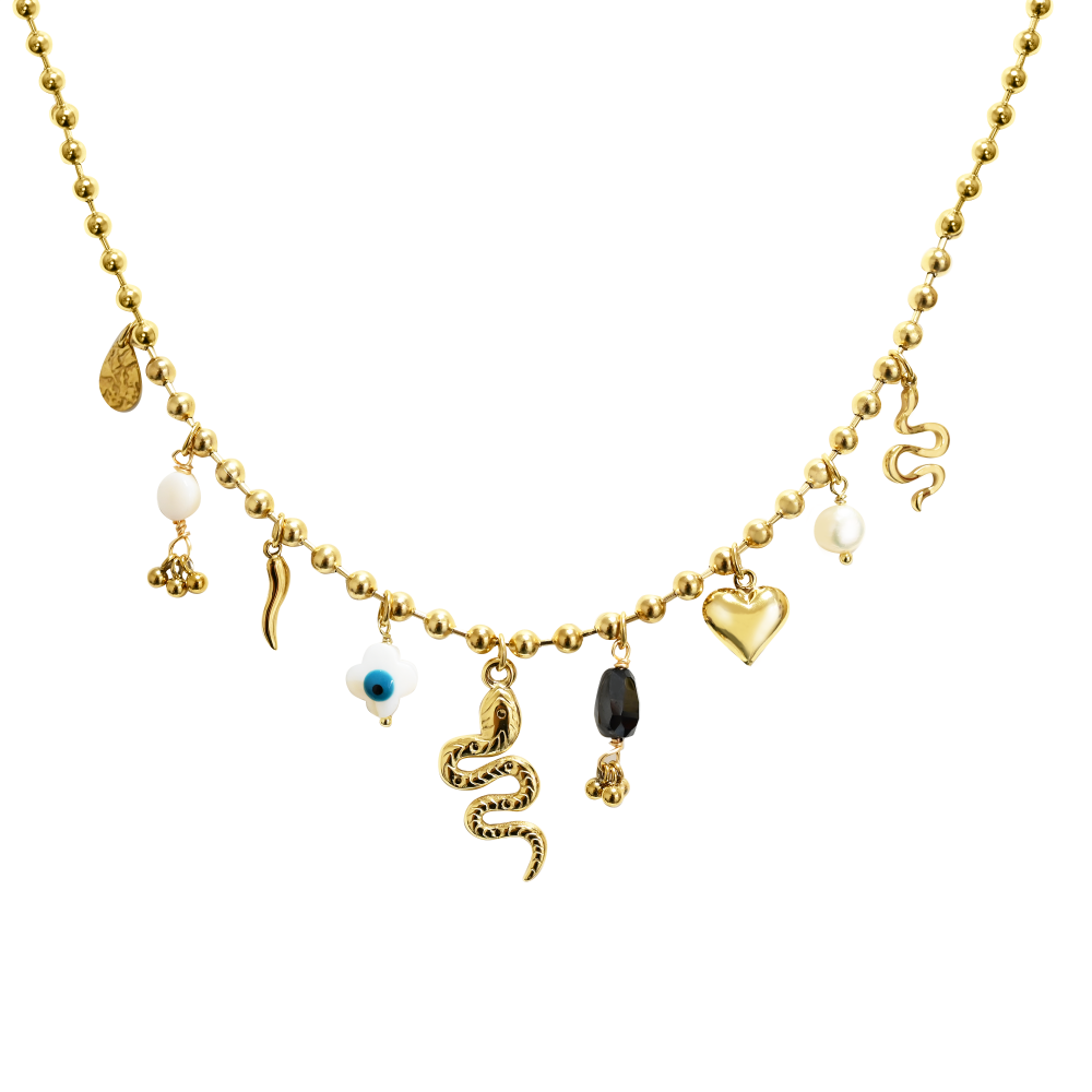Collana regolabile acciaio serpente charms
