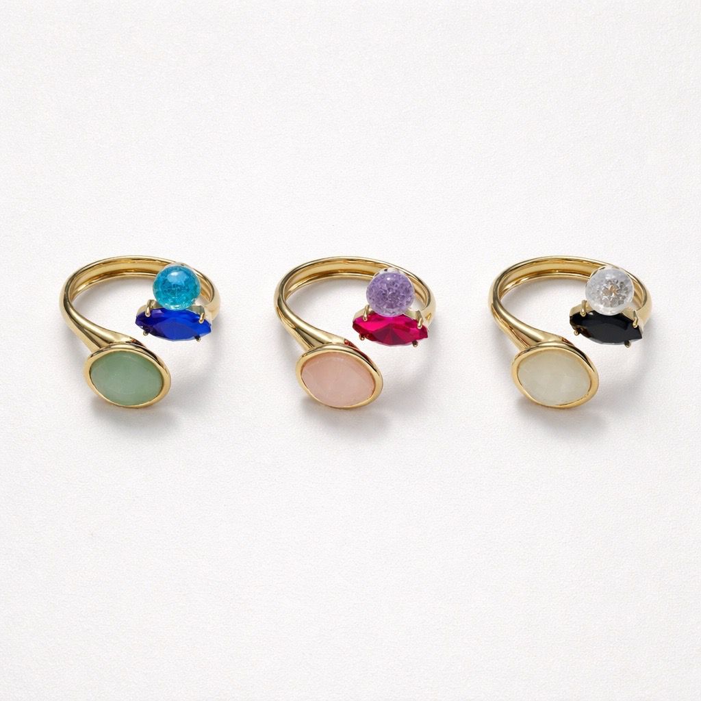 Anello acciaio a tre pietre