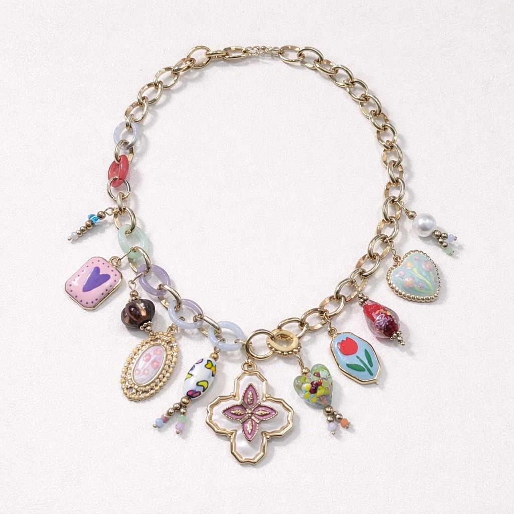 Collana regolabile acciaio charms