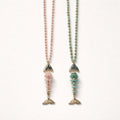 Collana lunga pesce con perline
