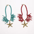 Collana regolabile stella marina e coralli in resina