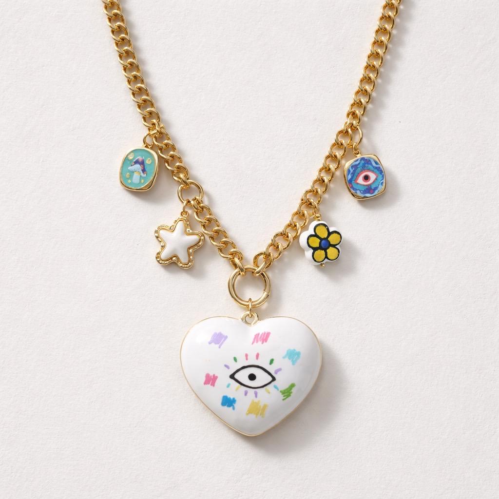 Collana regolabile cuore bianco