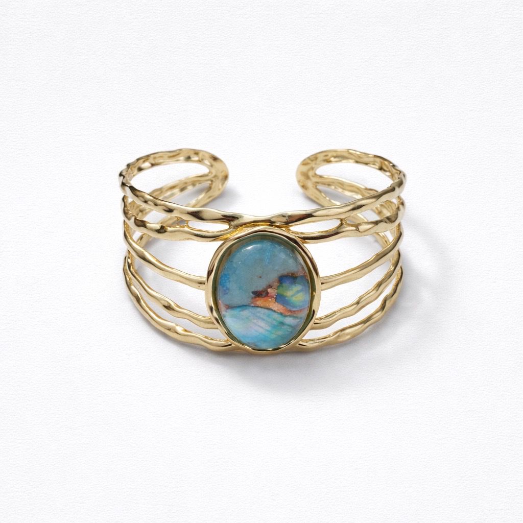 Bracciale rigido 5 fili castone vetro