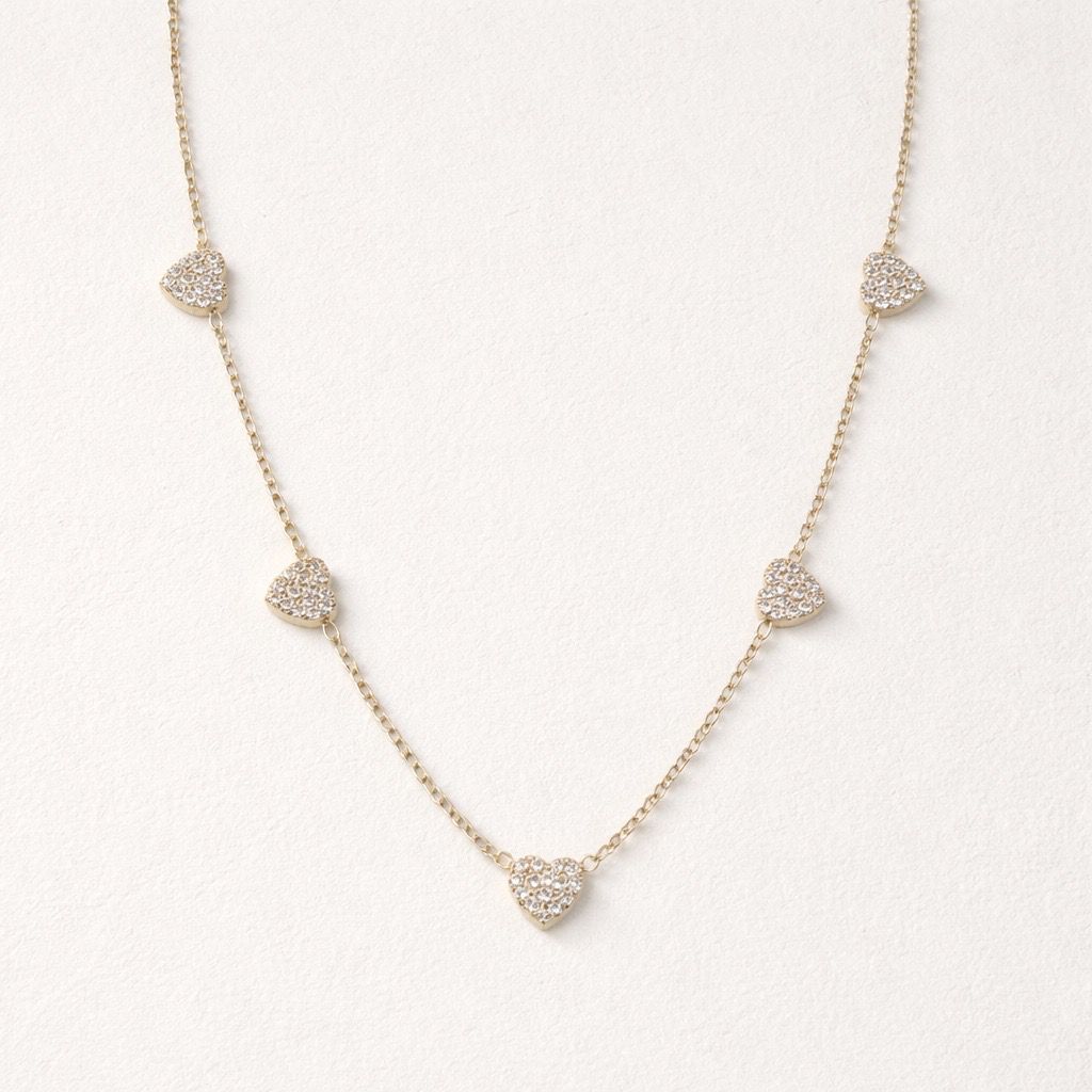 Collana regolabile cuoricini strass